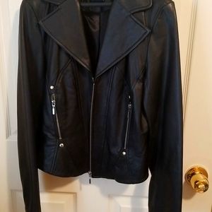 Black leather Boston Proper jacket